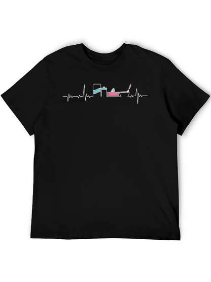 Construction Heartbeat T-Shirt - Black Crew Neck Tee