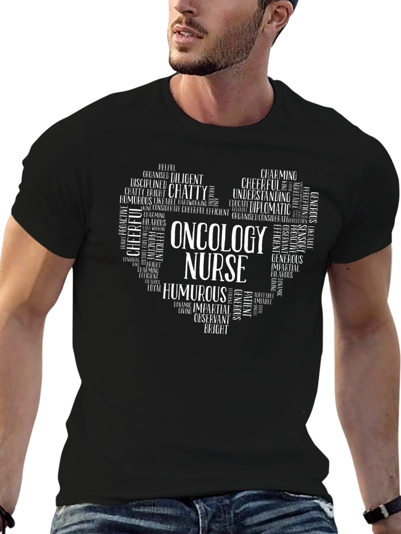 Oncology Nurse Word Art Heart T-Shirt