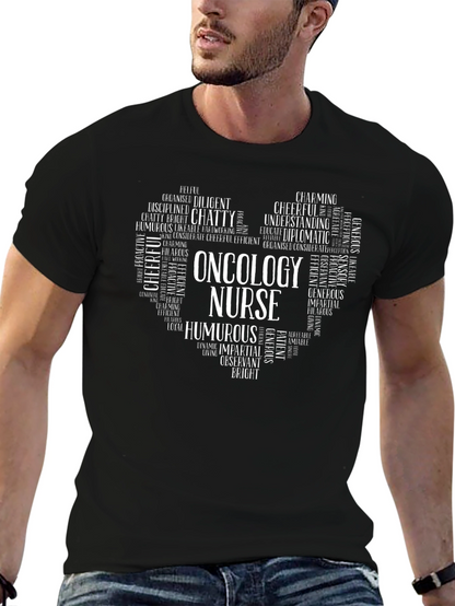 Oncology Nurse Word Art Heart T-Shirt