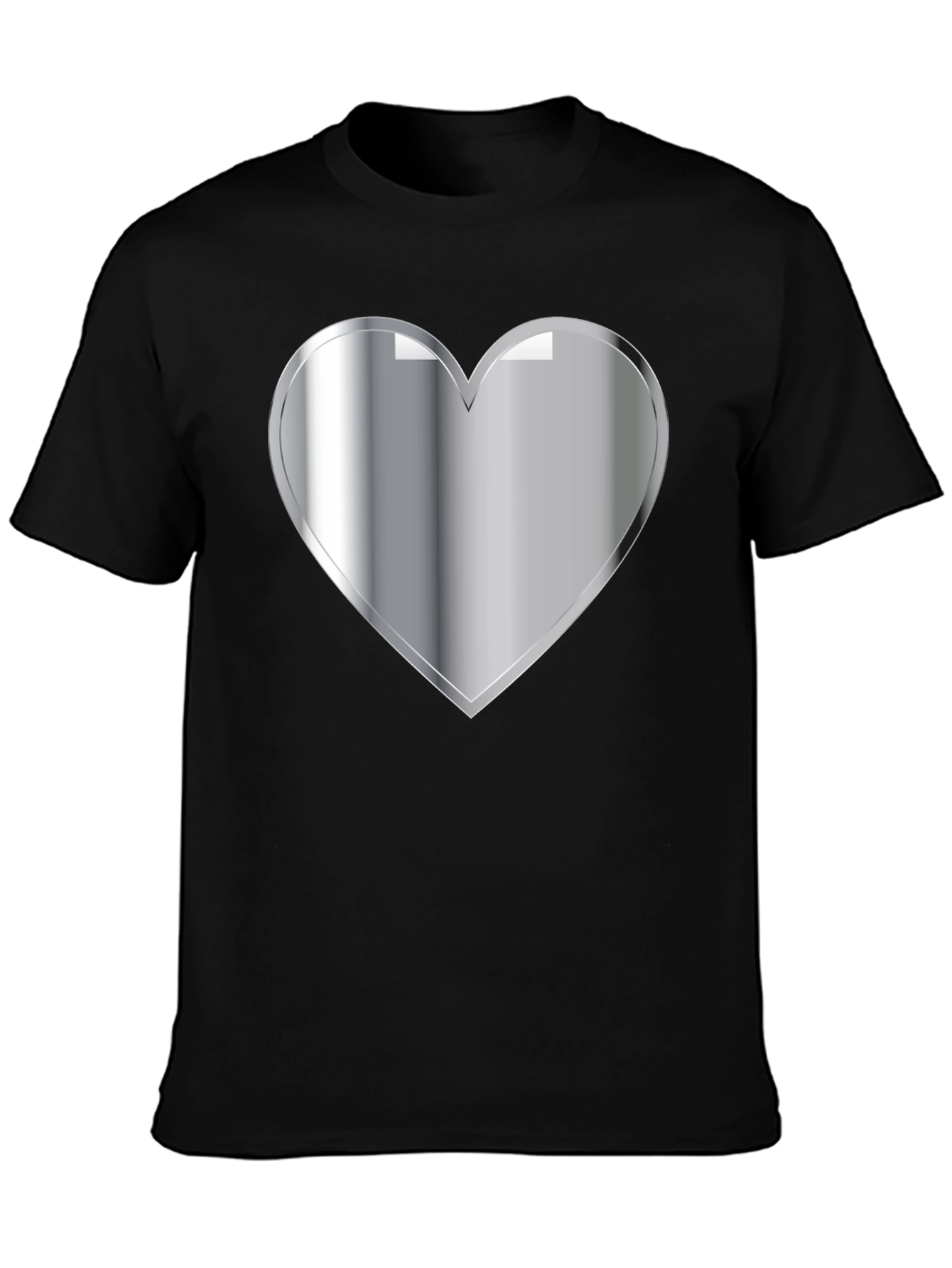 Silver Heart Graphic Black T-Shirt