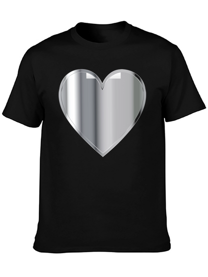 Silver Heart Graphic Black T-Shirt