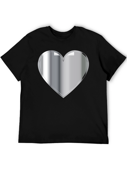 Silver Heart Graphic Black T-Shirt