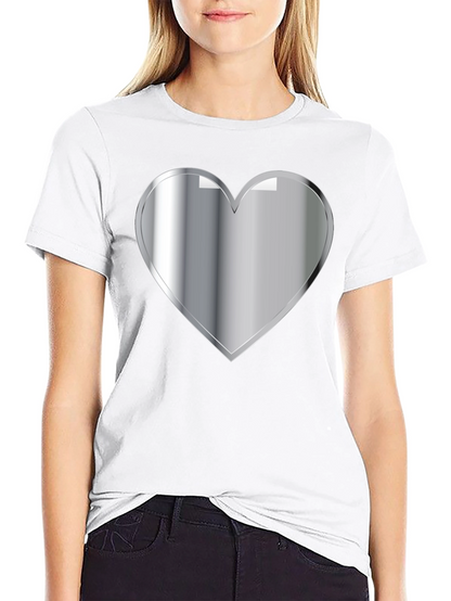 Silver Heart Graphic Black T-Shirt