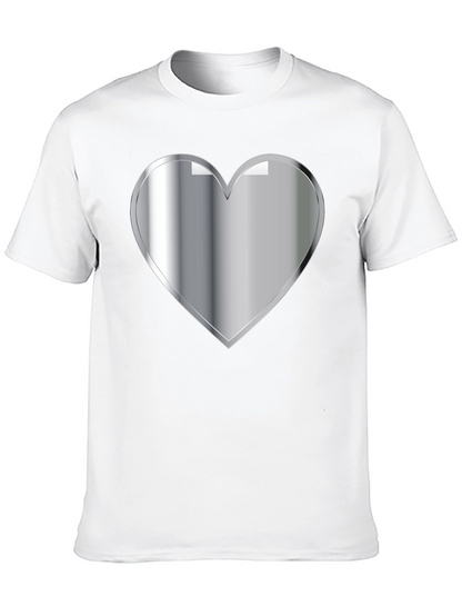 Silver Heart Graphic Black T-Shirt