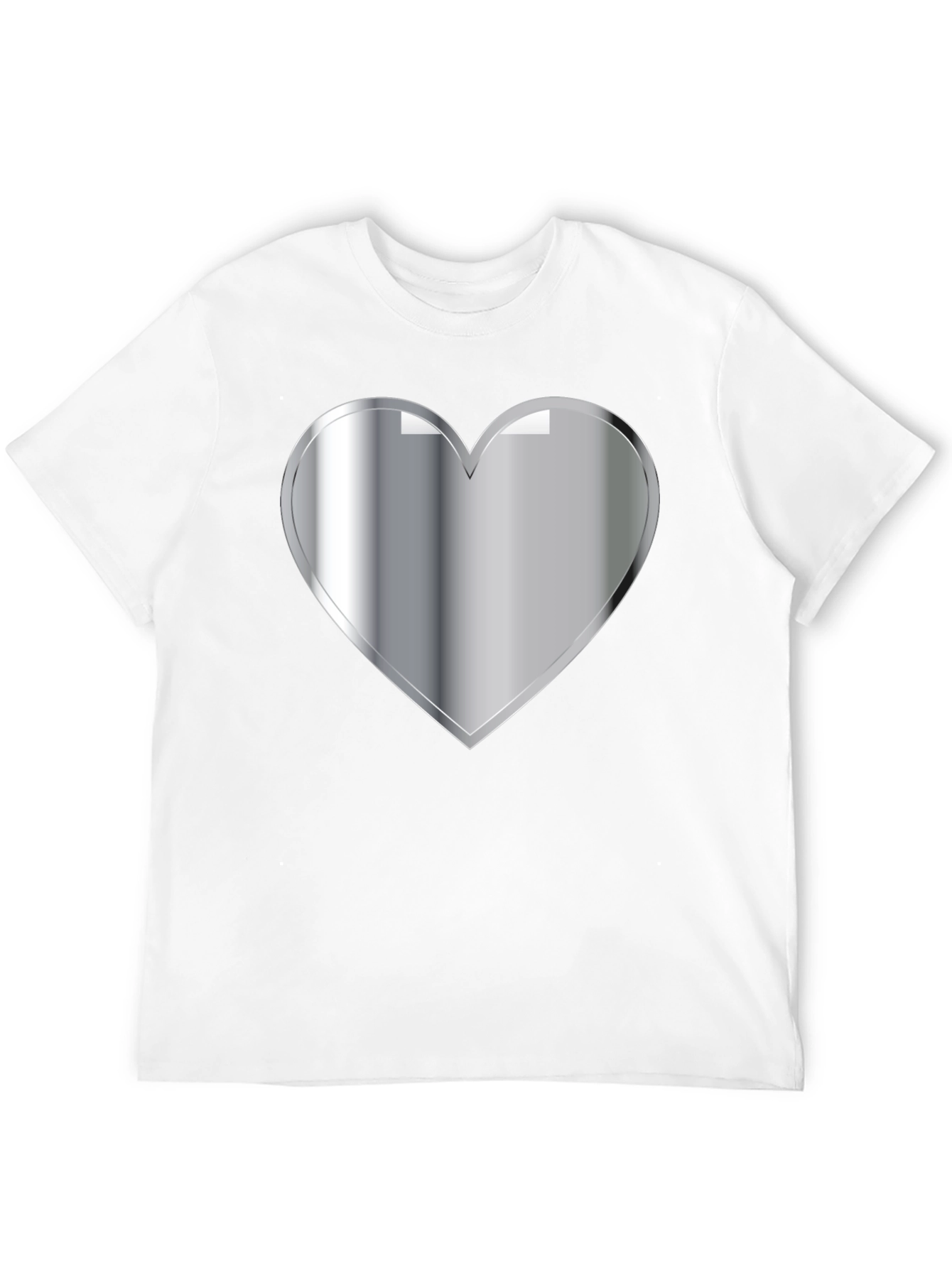 Silver Heart Graphic Black T-Shirt