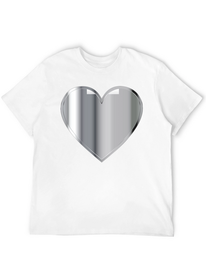 Silver Heart Graphic Black T-Shirt