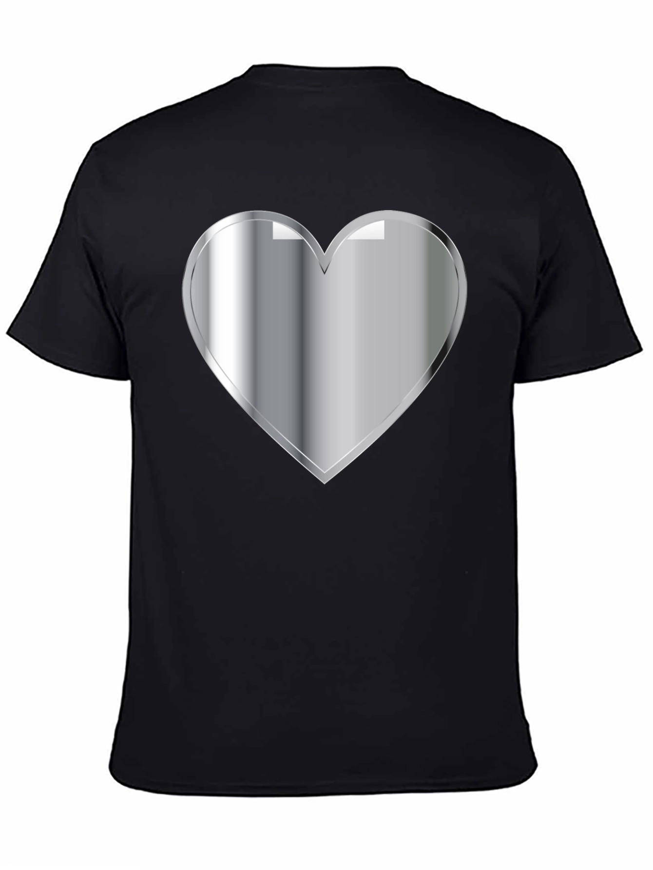 Silver Heart Graphic Black T-Shirt