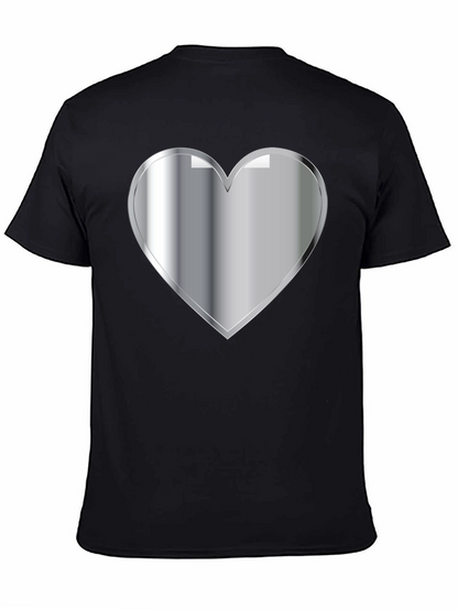 Silver Heart Graphic Black T-Shirt