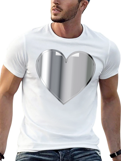 Silver Heart Graphic Black T-Shirt
