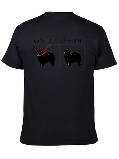 Online Offline Dog Graphic T-Shirt
