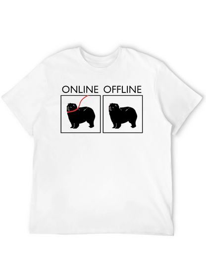 Online Offline Dog Graphic T-Shirt