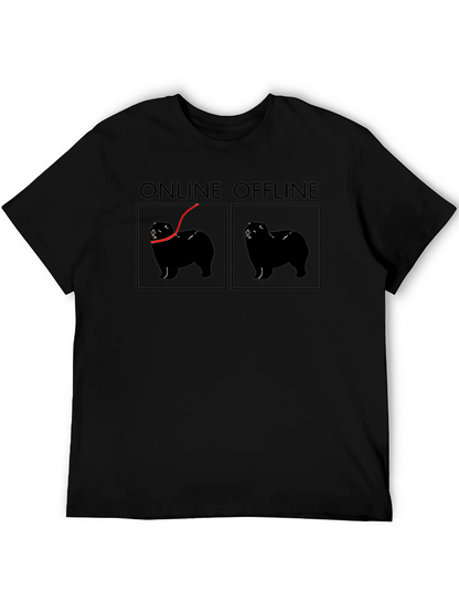 Online Offline Dog Graphic T-Shirt