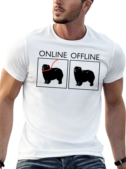 Online Offline Dog Graphic T-Shirt