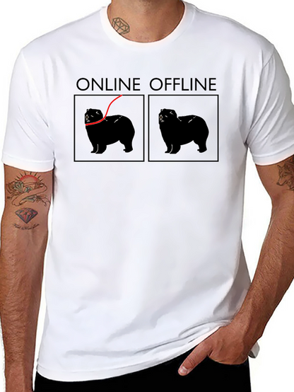 Online Offline Dog Graphic T-Shirt