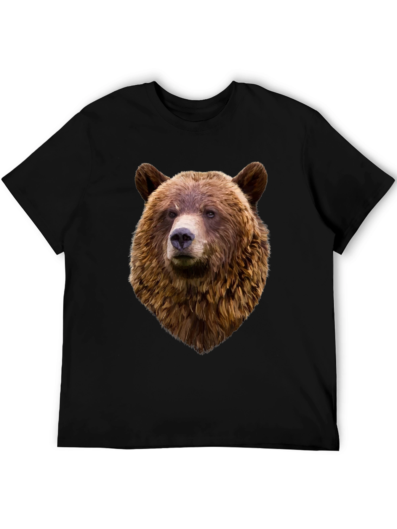Mens Black Bear Head Graphic T-Shirt