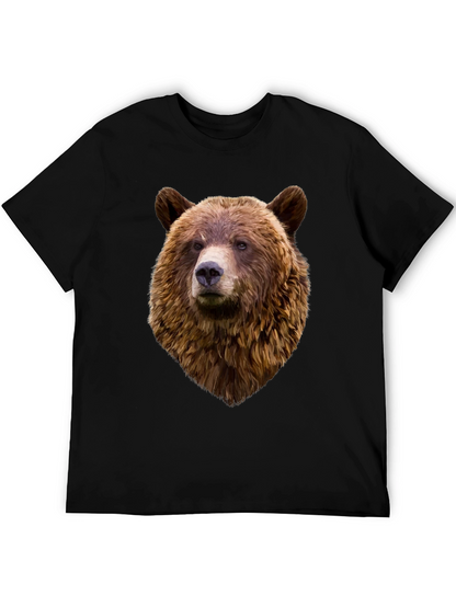 Mens Black Bear Head Graphic T-Shirt