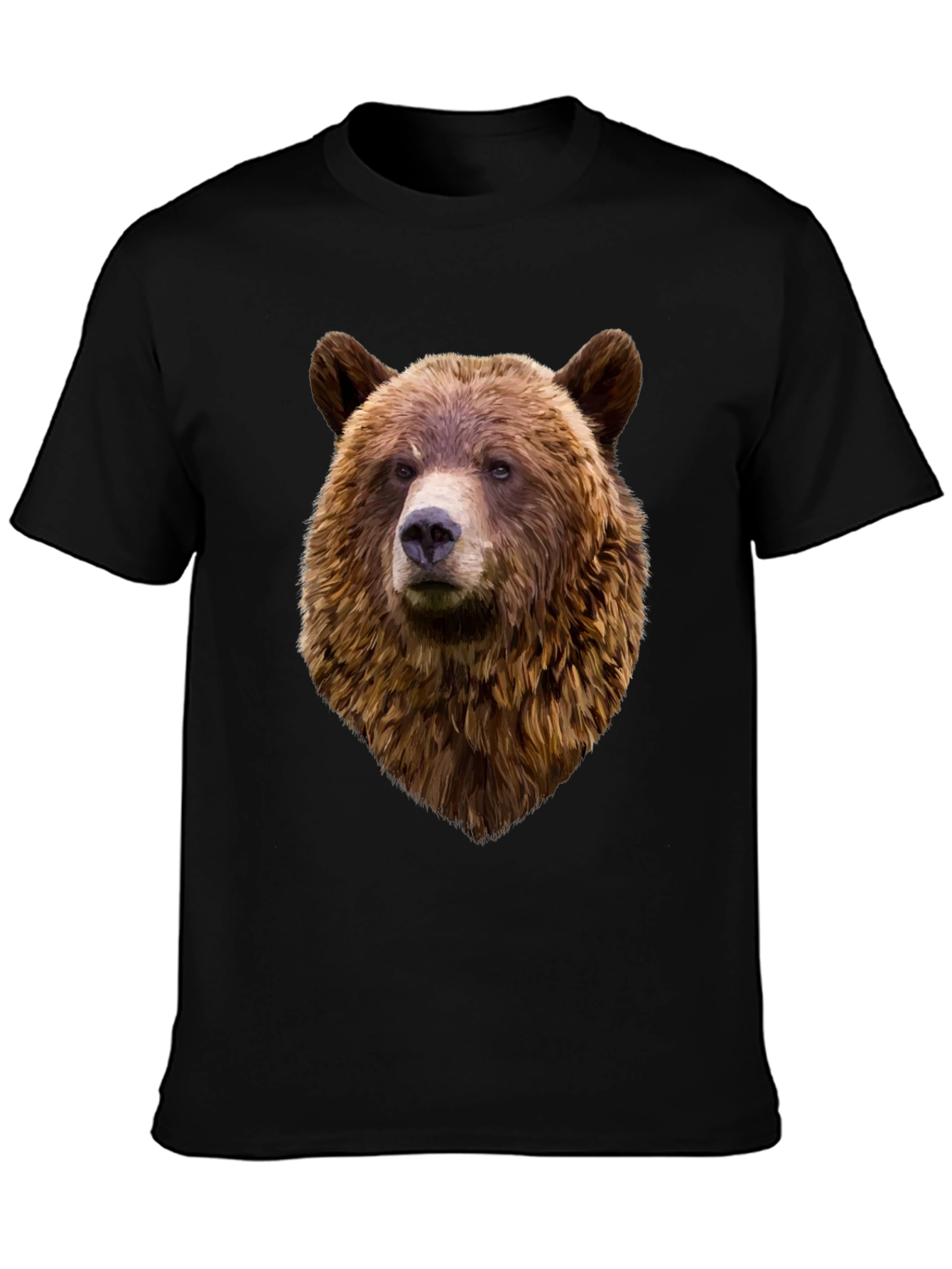 Mens Black Bear Head Graphic T-Shirt