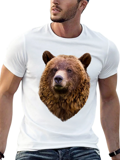Mens Black Bear Head Graphic T-Shirt
