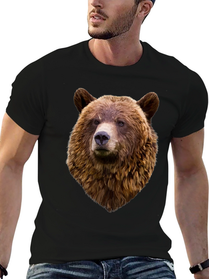 Mens Black Bear Head Graphic T-Shirt