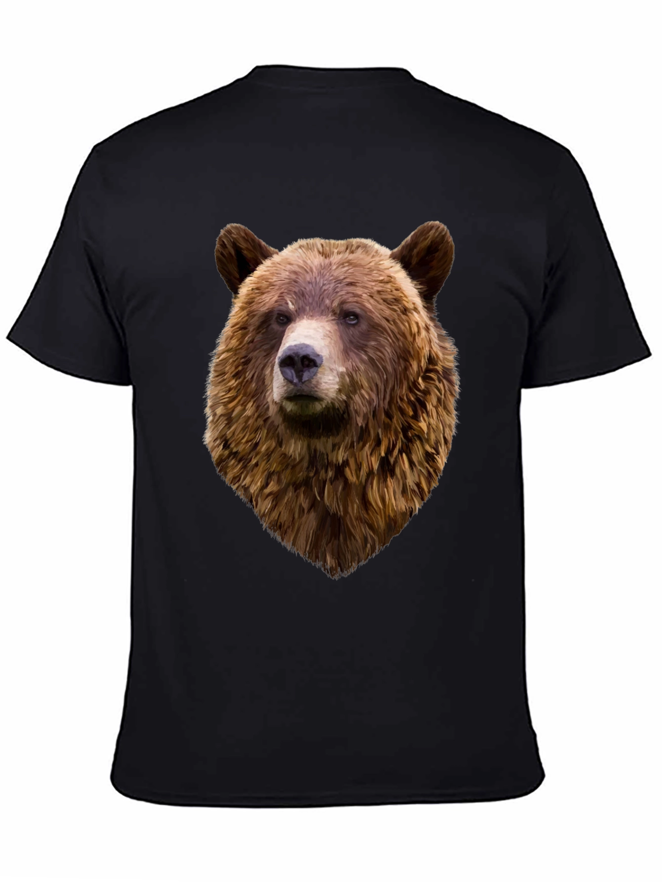 Mens Black Bear Head Graphic T-Shirt