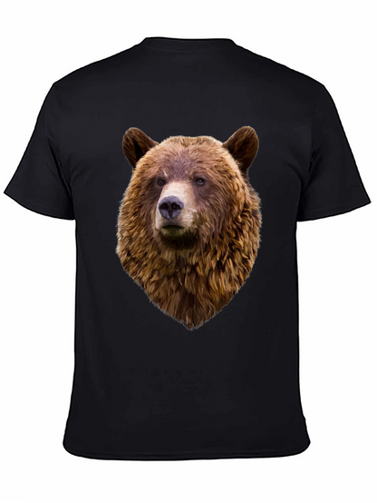 Mens Black Bear Head Graphic T-Shirt