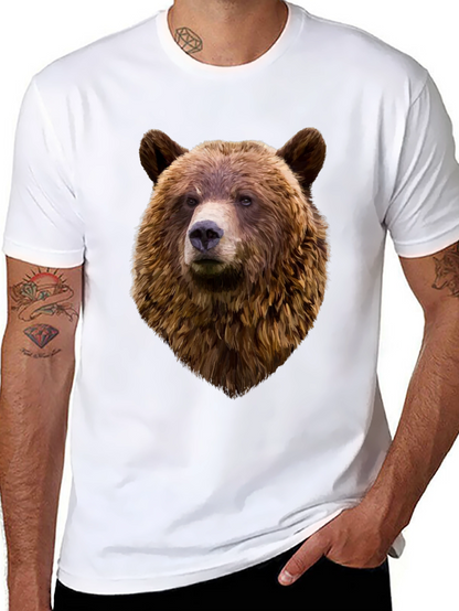 Mens Black Bear Head Graphic T-Shirt