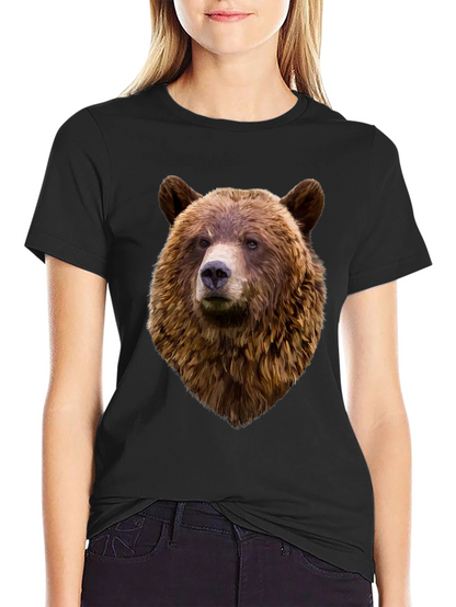 Mens Black Bear Head Graphic T-Shirt