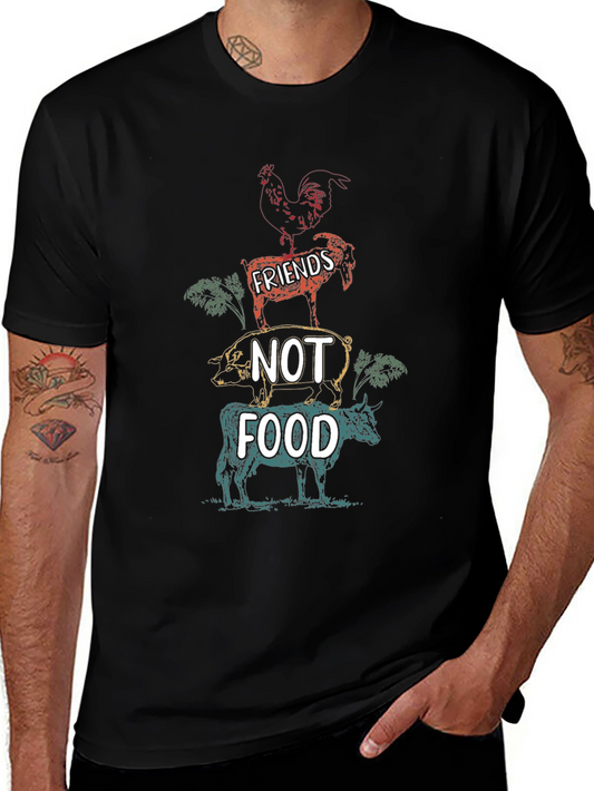 Vegan Friends Not Food Graphic Tee - Unisex Black T-Shirt
