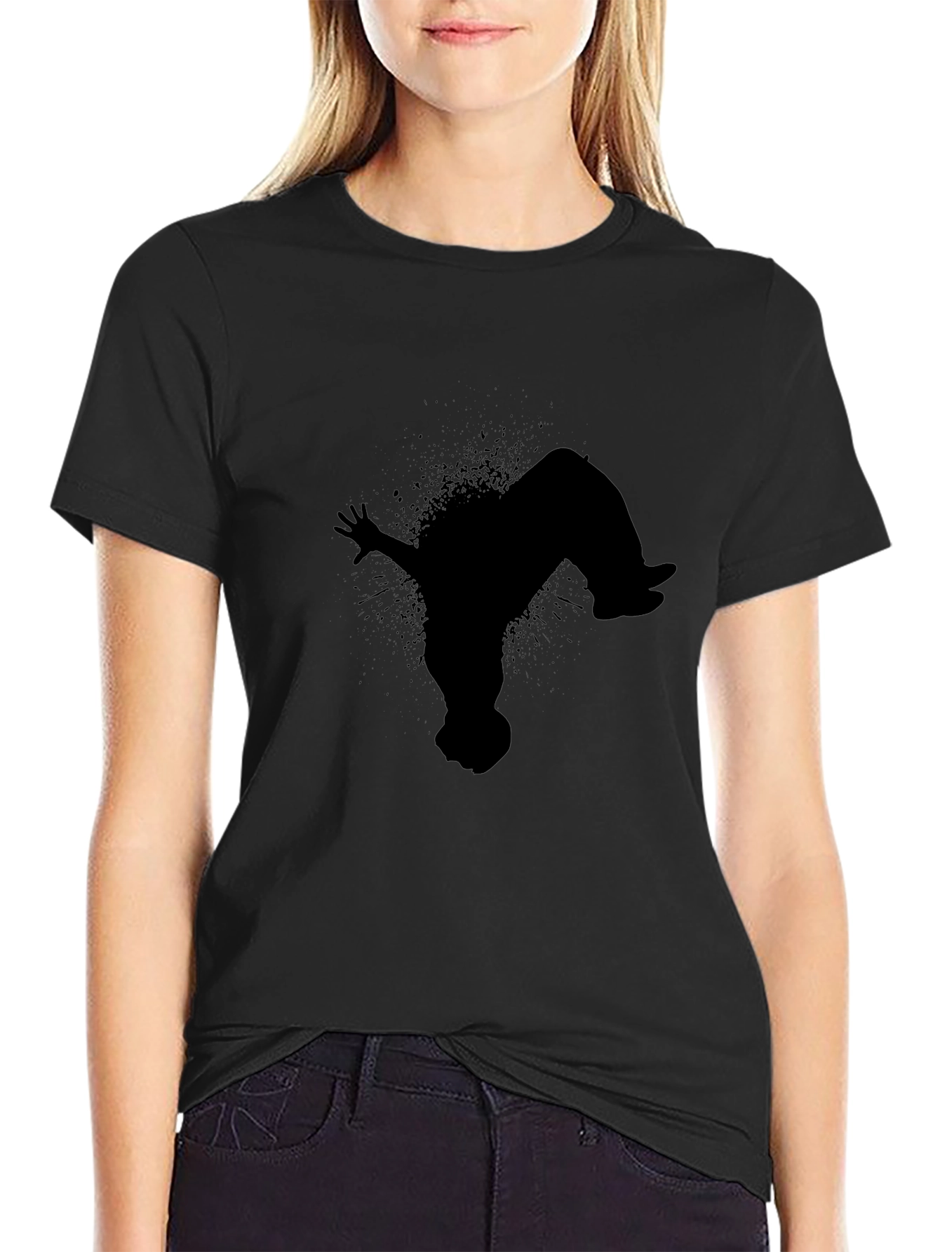 Black T-Shirt with Silhouette Design