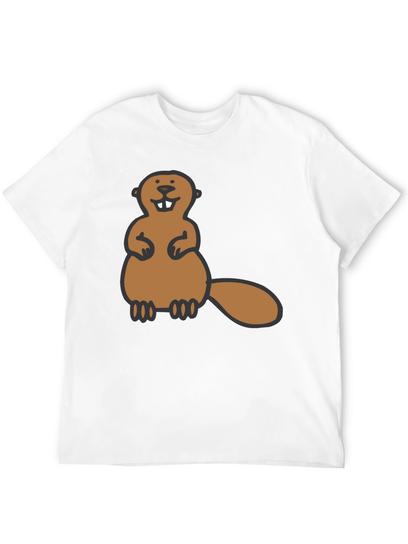 Funny Beaver Graphic Tee - Black Crew Neck Shirt