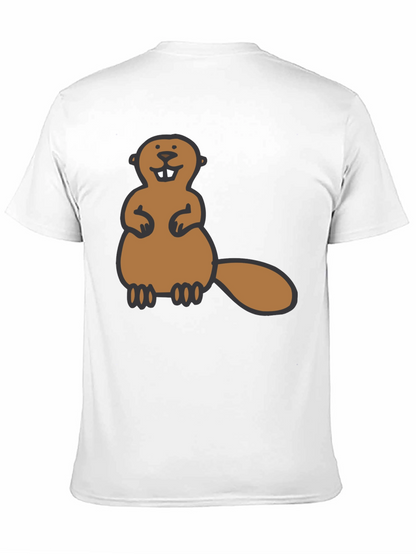 Funny Beaver Graphic Tee - Black Crew Neck Shirt