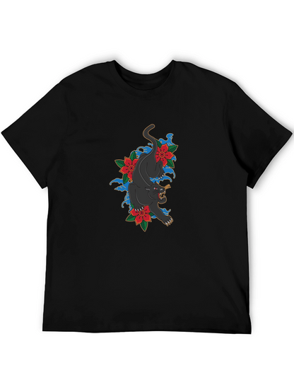 Black Panther Floral T-Shirt - Stylish Graphic Tee