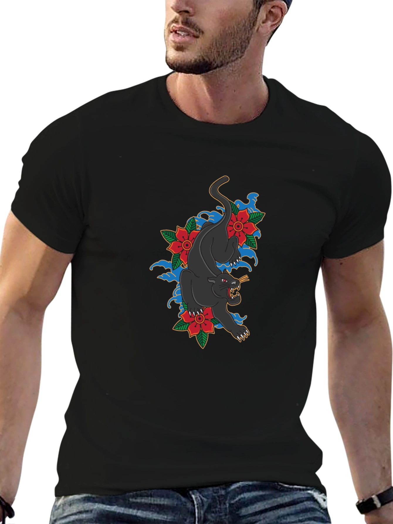 Black Panther Floral T-Shirt - Stylish Graphic Tee