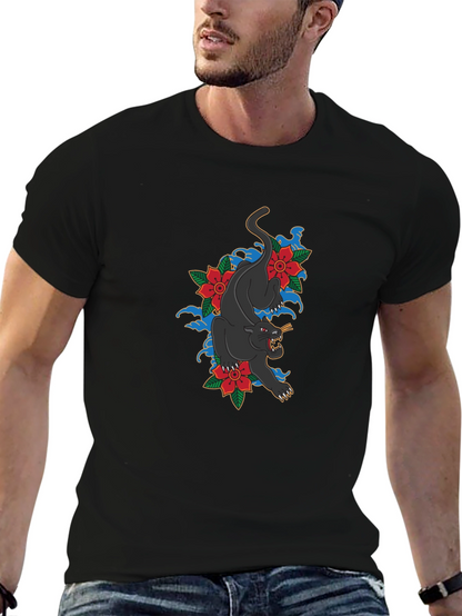 Black Panther Floral T-Shirt - Stylish Graphic Tee