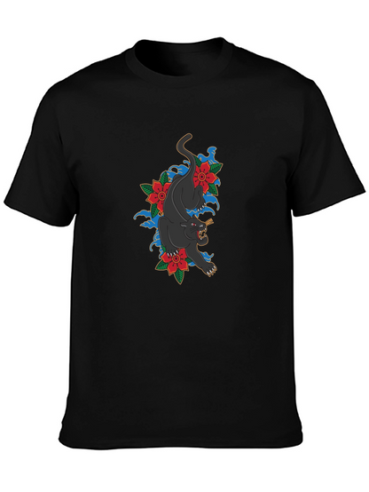 Black Panther Floral T-Shirt - Stylish Graphic Tee