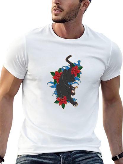 Black Panther Floral T-Shirt - Stylish Graphic Tee