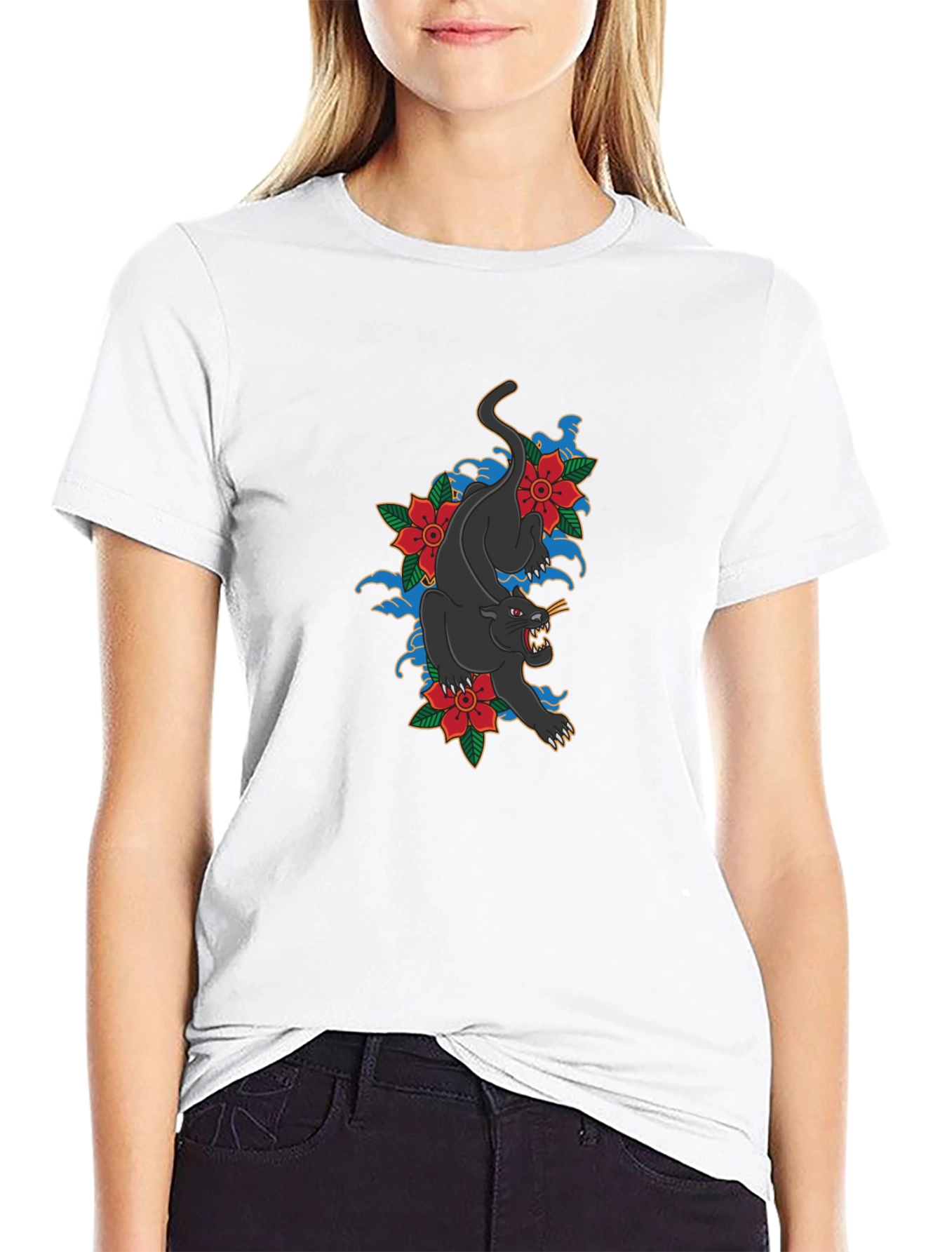 Black Panther Floral T-Shirt - Stylish Graphic Tee