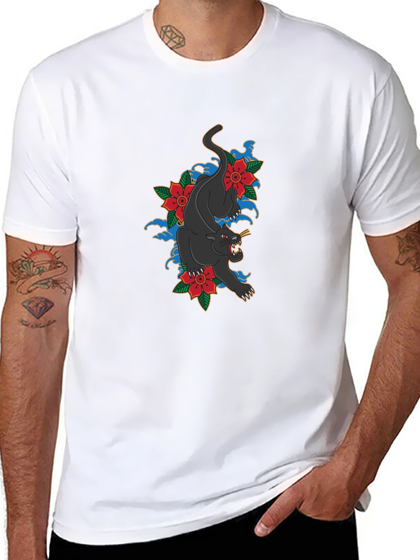 Black Panther Floral T-Shirt - Stylish Graphic Tee