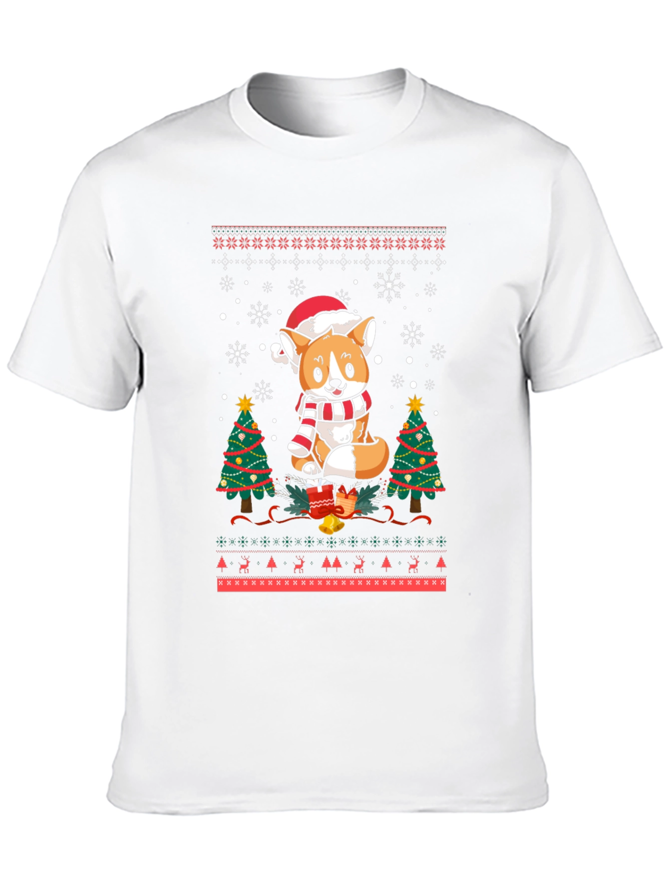 Festive Corgi Christmas Ugly Sweater T-Shirt