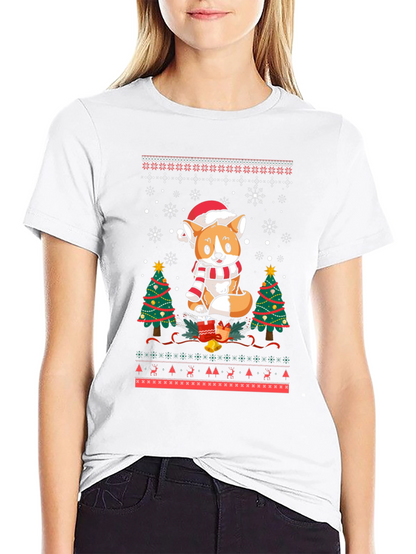 Festive Corgi Christmas Ugly Sweater T-Shirt