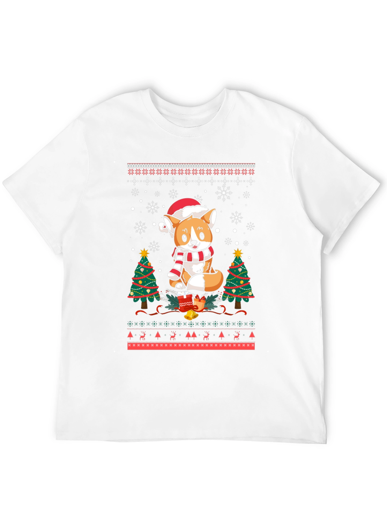 Festive Corgi Christmas Ugly Sweater T-Shirt
