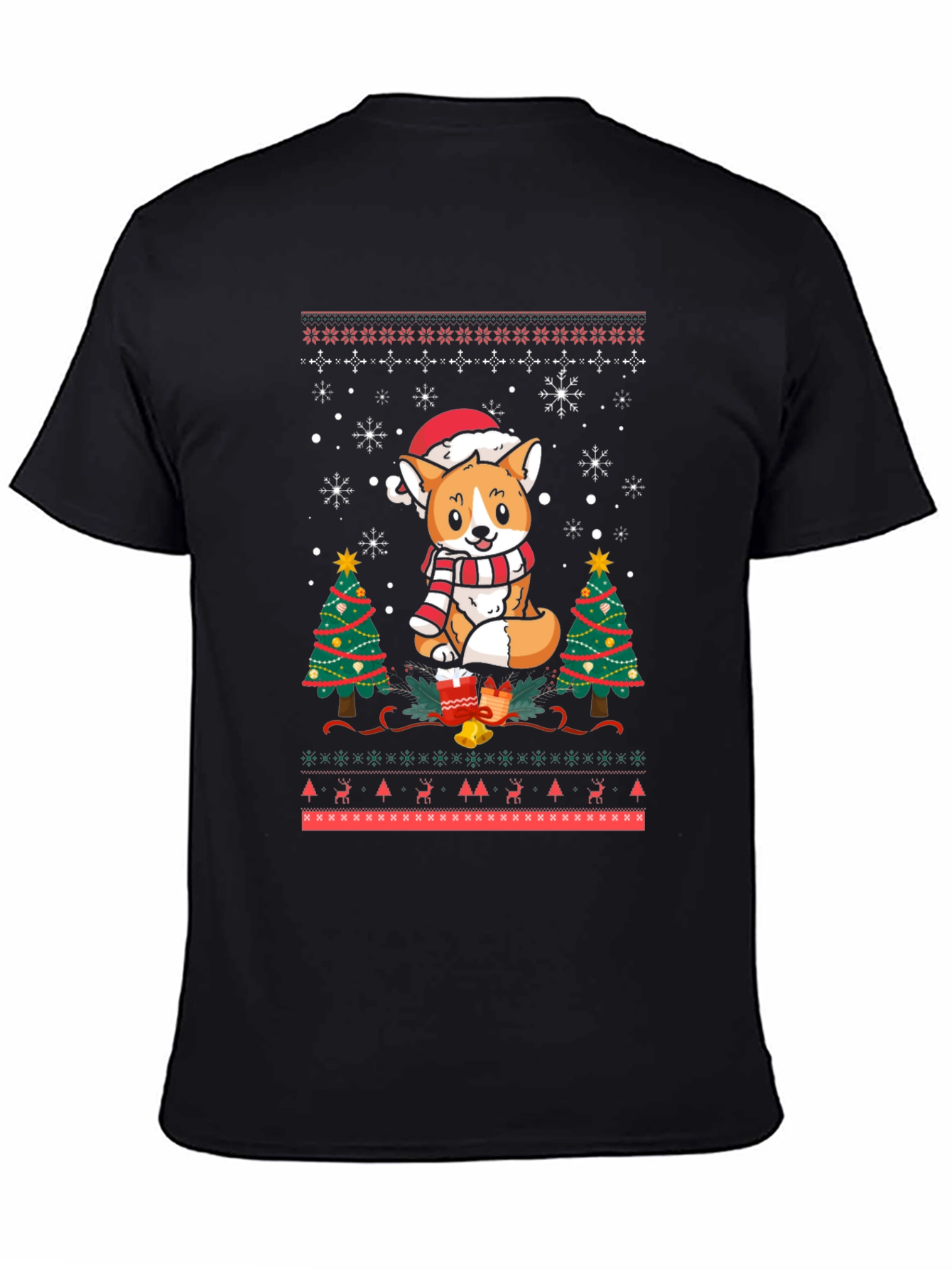 Festive Corgi Christmas Ugly Sweater T-Shirt