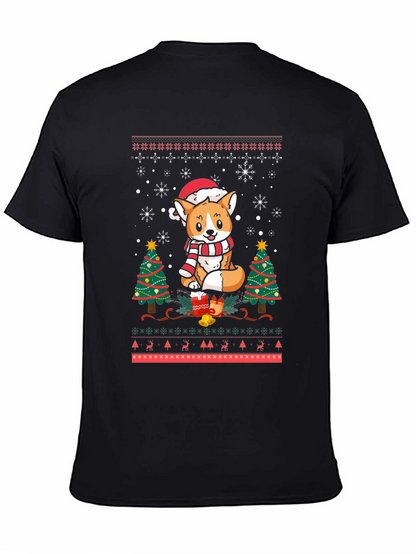 Festive Corgi Christmas Ugly Sweater T-Shirt