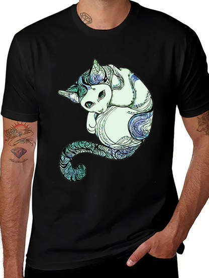 Unique Cat Graphic Tee - Artistic Comfort