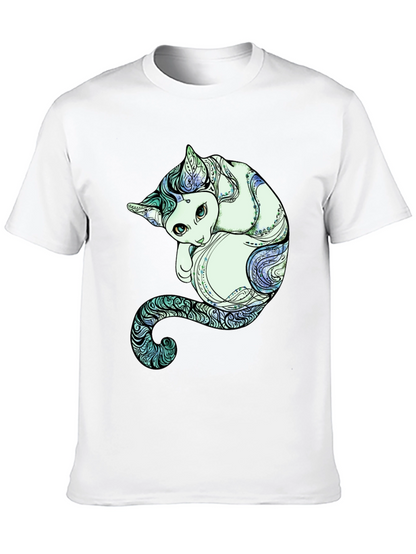 Unique Cat Graphic Tee - Artistic Comfort