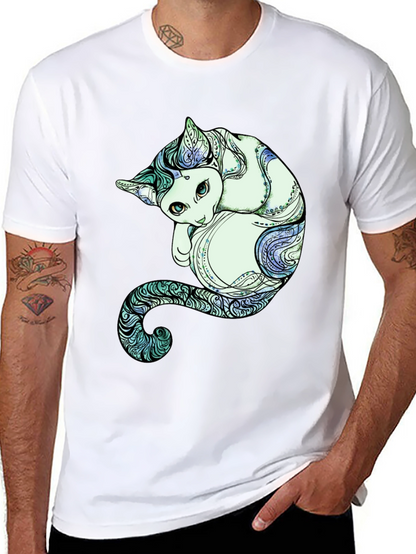 Unique Cat Graphic Tee - Artistic Comfort