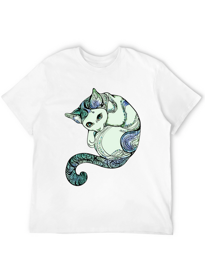 Unique Cat Graphic Tee - Artistic Comfort