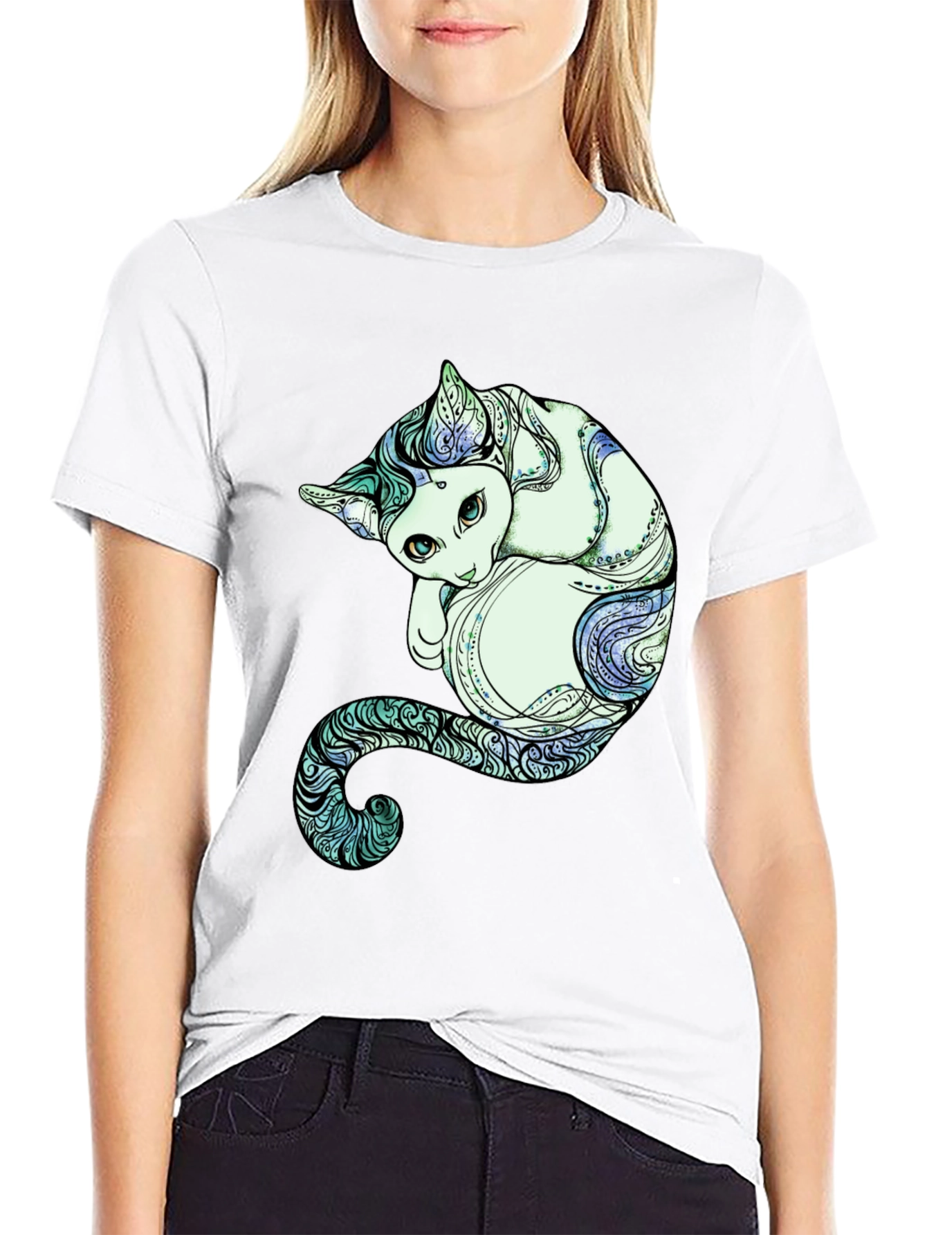 Unique Cat Graphic Tee - Artistic Comfort