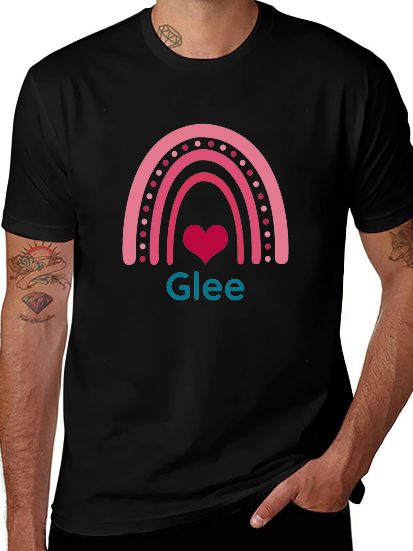 Glee Rainbow Heart T-Shirt - Black