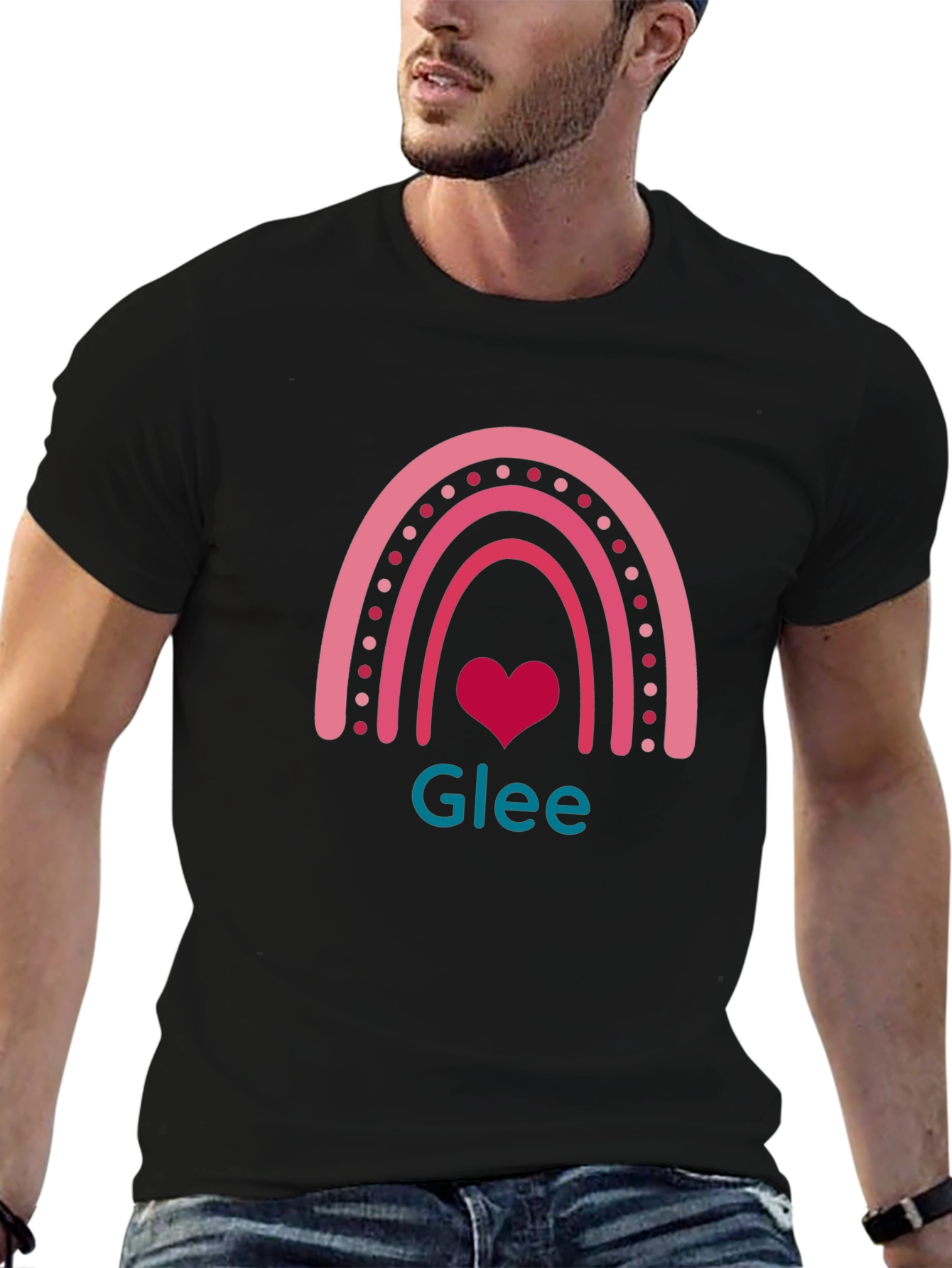 Glee Rainbow Heart T-Shirt - Black